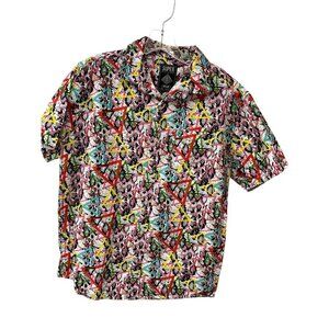 Super Massive Mens Shirt Buttondown Short Sleeve Camp Geometric Print Size M
